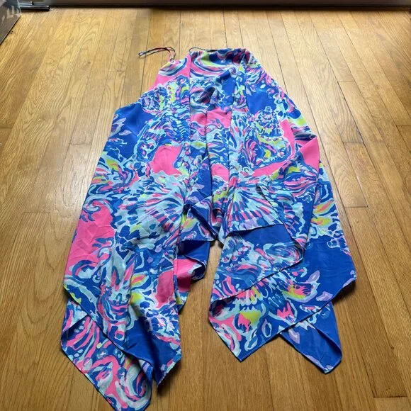 Lilly Pulitzer Size L NEW Blue Pink Kimi Silk Sleeveless Asymmetrical Hem Dress - Picture 15 of 15